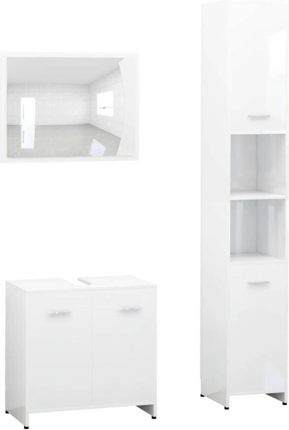 The Living Store Badkamerset Hoogglans wit 60 x 45 cm 30 x 30 x 183.5 cm 60 x 33 x 58 cm Montage vereist