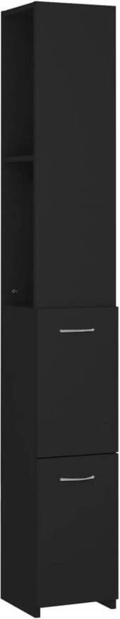 The Living Store Badkast Zwarte Spaanplaat 25 x 25 x 170 cm Robuust en duurzaam Montage vereist