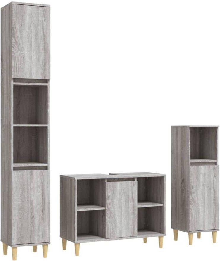 The Living Store Badmeubelset Grijs Sonoma Eiken Wastafelkast 80 x 33 x 60 Staande kasten (klein) 30 x 30 x 100