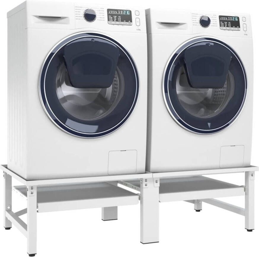 The Living Store Dubbel Voetstuk Wasmachine en Droger 124.5 x 61.5 x 33.5 cm Wit Staal