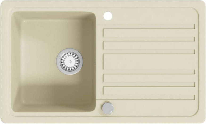 The Living Store Granieten Keukengootsteen Beige 765 x 460 mm Hittebestendig Kras- en slagvast