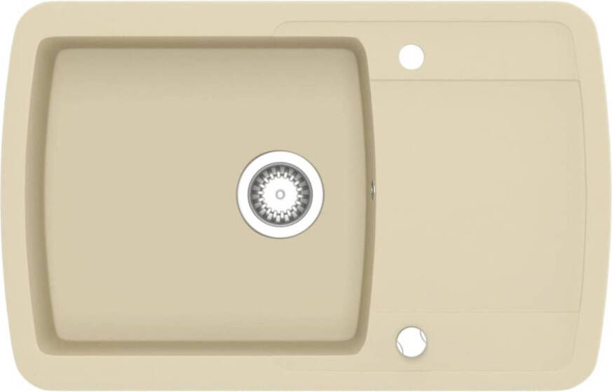 The Living Store Granieten keukengootsteen Enkele extra diepe bak Slank ontwerp Beige 780 x 500 x 310 mm