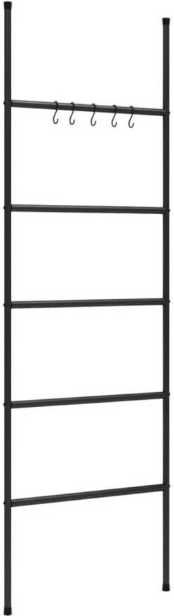 The Living Store Handdoekenrek 5 lagen 58 x 175 cm ijzer zwart