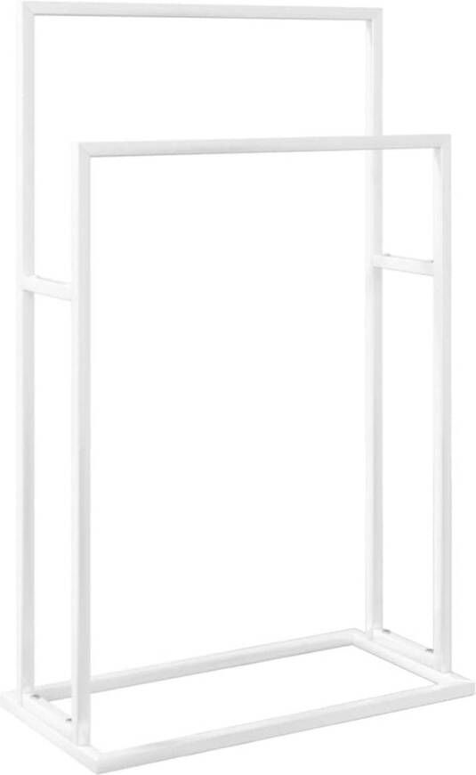 The Living Store Handdoekenrek Badkamer 48 x 24 x 78.5 cm Vrijstaand Hoogwaardig IJzeren Frame met 2 Niveaus