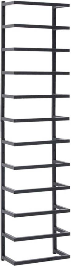 The Living Store Handdoekenrek Zwart Staal 24x12x96 cm Duurzaam