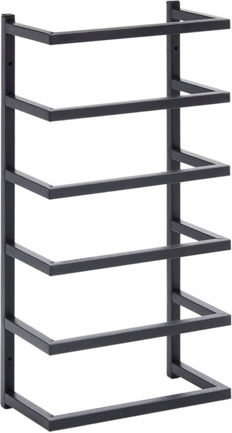 The Living Store Handdoekenrek Zwarte Staal 24x12x48cm Praktisch en Decoratief