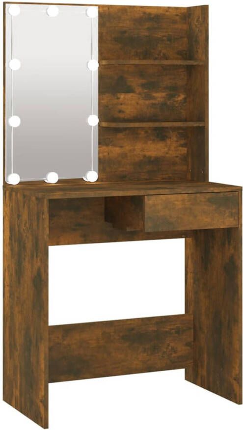 The Living Store Kaptafel Hout 74.5x40x141 cm gerookt eiken