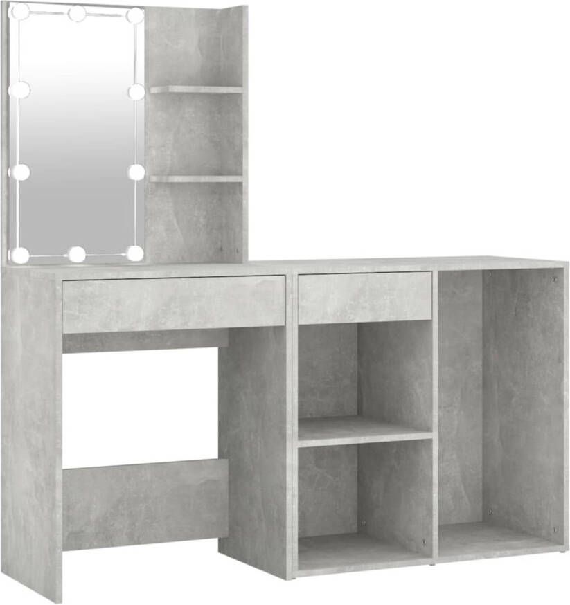 The Living Store Kaptafel LED Betongrijs 60x40x140cm Met kast 80x40x75cm