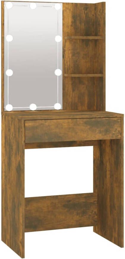 The Living Store Kaptafel Make-uptafel Gerookt eiken 60 x 40 x 140 cm