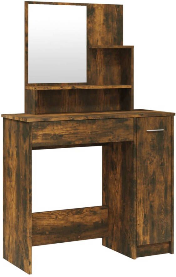 The Living Store Kaptafel Make-uptafel Gerookt Eiken 86.5 x 35 x 136 cm Hoogwaardig Materiaal