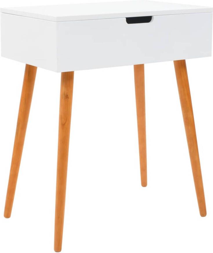 The Living Store Kaptafel MDF en glazen spiegel Met opbergruimte Wit bruin 60 x 40 x 75 cm