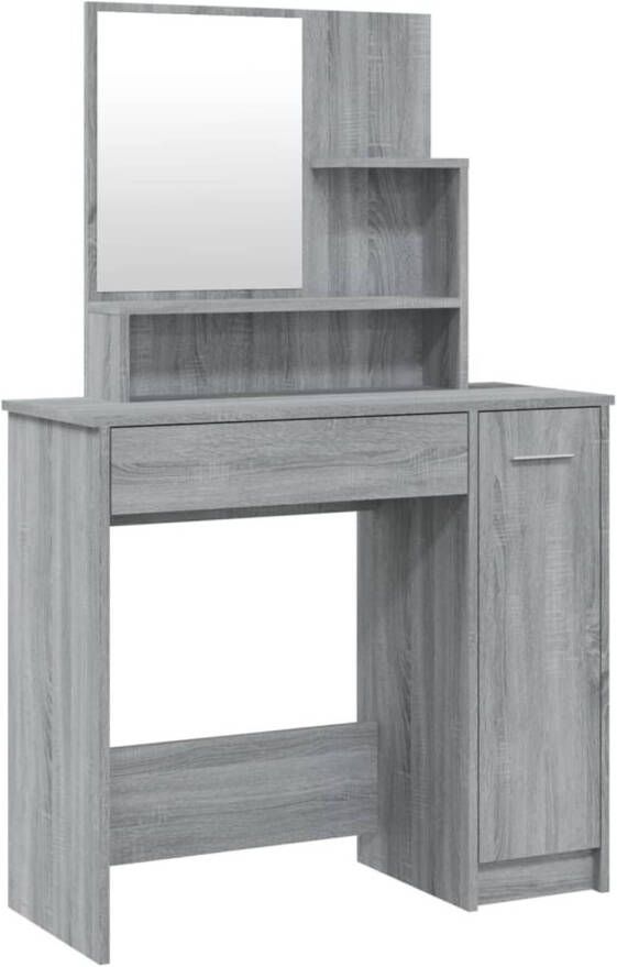 The Living Store Kaptafel met spiegel Grijs Sonoma eiken 86.5 x 35 x 136 cm