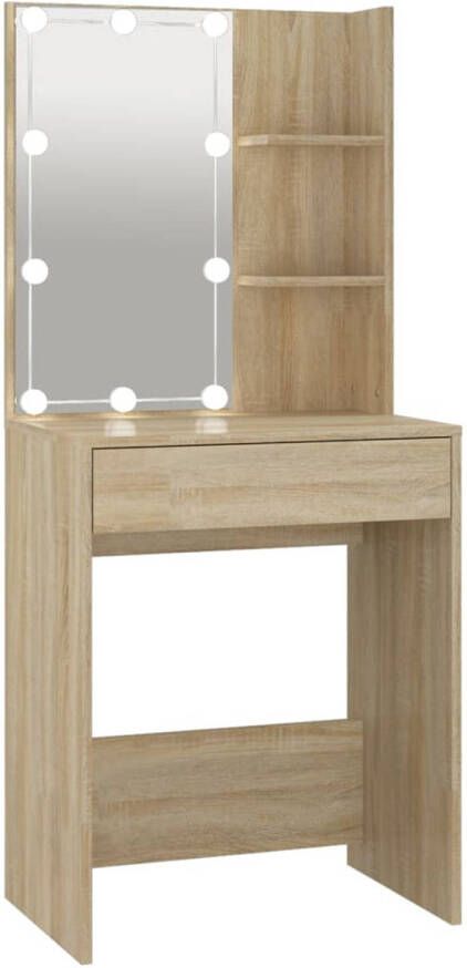 The Living Store Kaptafel Sonoma Eiken 60 x 40 x 140 cm LED Verlichting Duurzaam Materiaal Voldoende