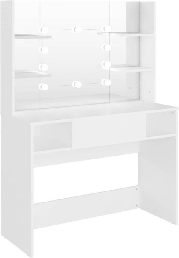 The Living Store Kaptafel Wit MDF 100 x 40 x 135 cm Inclusief LED-lampen USB-aansluiting