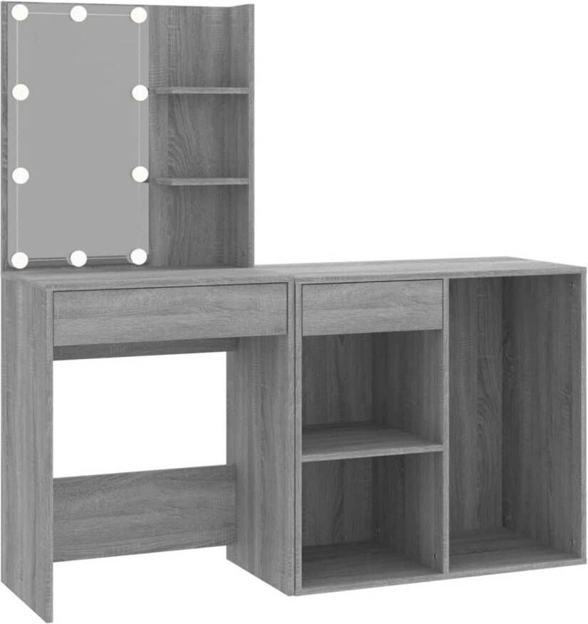 The Living Store Kaptafelset Grijs Sonoma Eiken 60 x 40 x 140 cm LED-verlichting