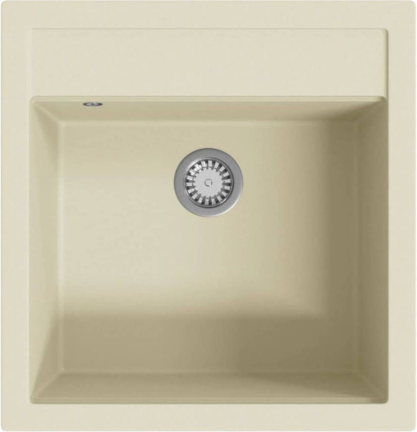 The Living Store Keukengootsteen Graniet Enkele Extra Diepe Bak Beige 490 x 510 x 306 mm Hittebestendig