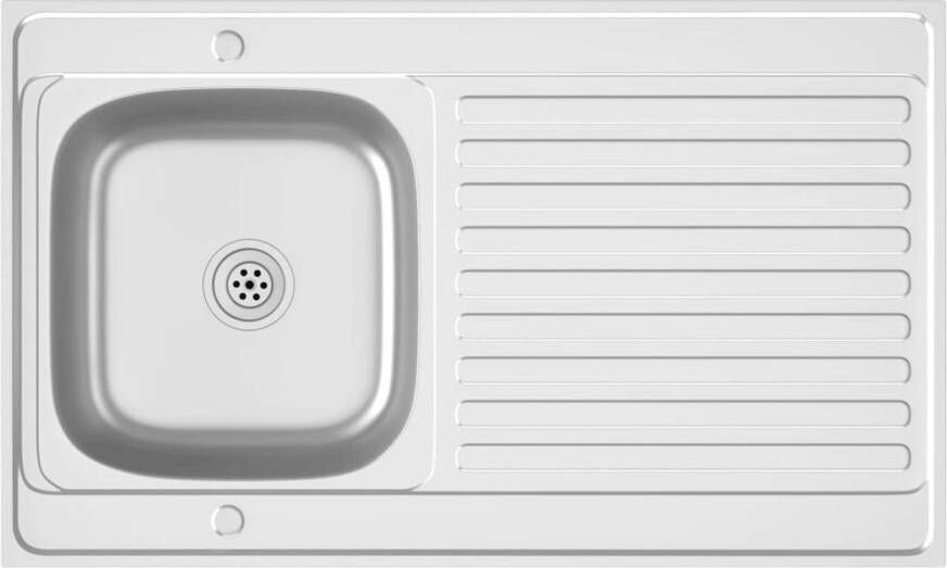 The Living Store Keukenspoelbak RVS 1000 x 600 x 155 mm Omkeerbaar Bovenbouw Incl Afdruipset 6 L-beugels