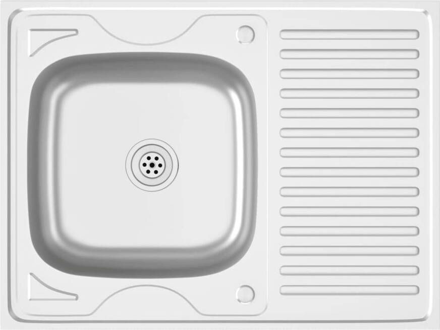 The Living Store Keukenspoelbak RVS 800 x 600 x 155 mm Met afdruipset en buis