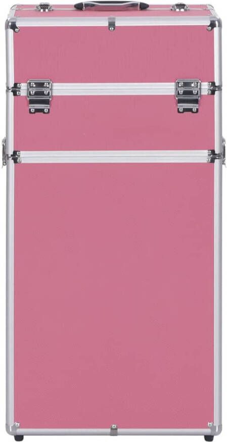 The Living Store Make-up Trolley Houten Beautycase 37 x 24 x 74 cm Roze