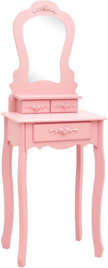 The Living Store Opmaaktafelset Paulowniahout 50x59x136 cm Roze