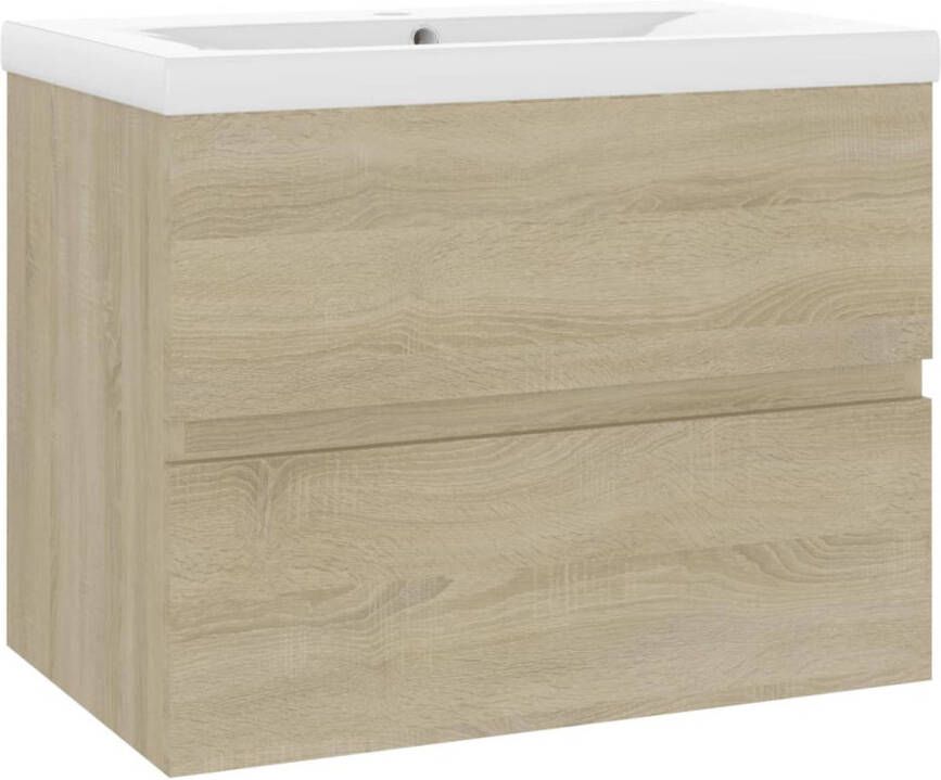 The Living Store Sonoma Eiken Wastafelkast 60 x 38.5 x 45 cm Keramieken Inbouwwastafel