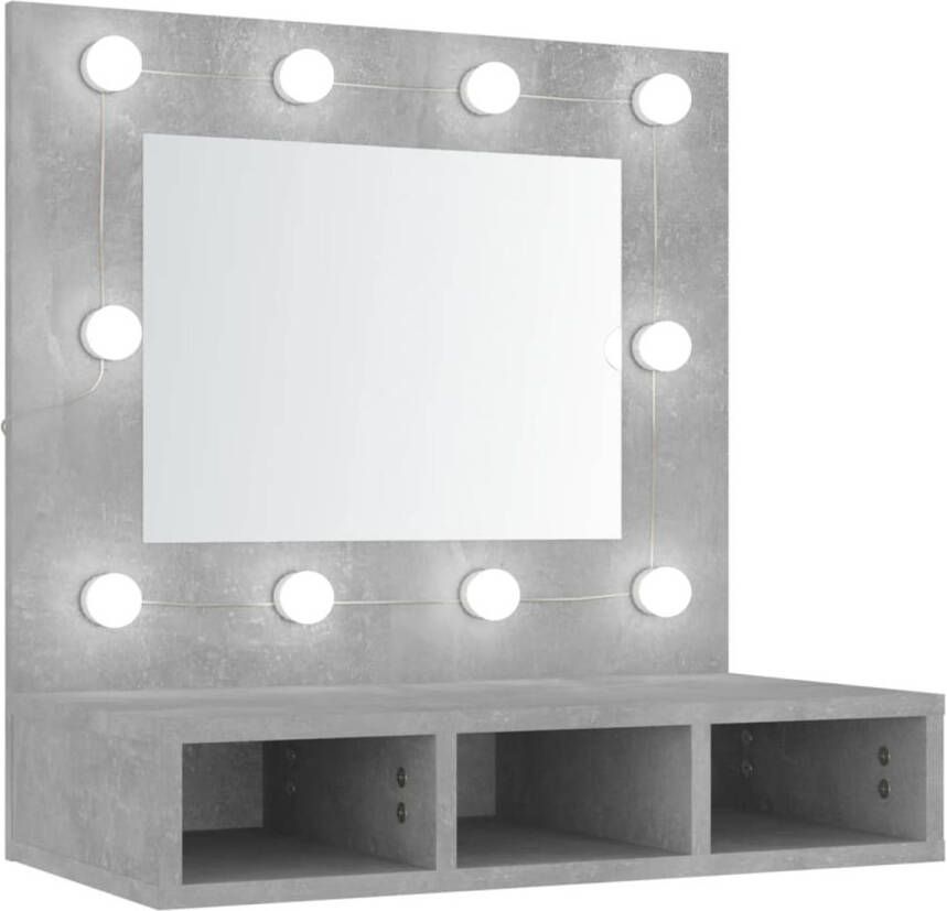 The Living Store Spiegelkast Betongrijs 60x31.5x62 cm LED-verlichting