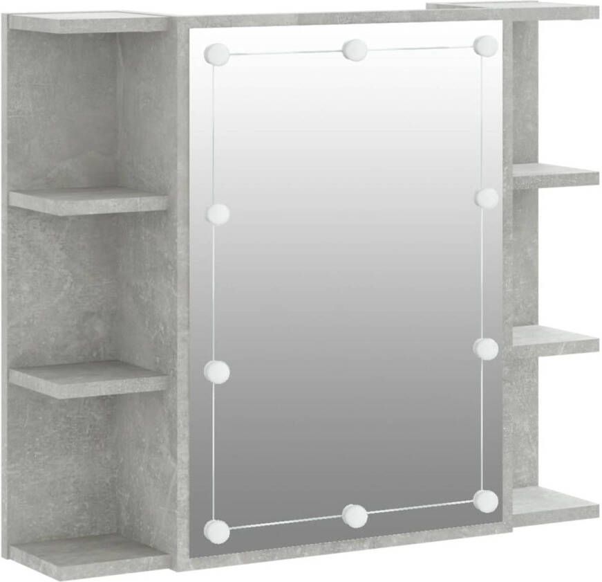 The Living Store Spiegelkast Betongrijs 70x16.5x60cm LED-verlichting Duurzaam materiaal