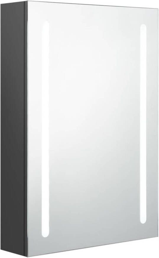 The Living Store Spiegelkast LED Grijs 50x13x70cm MDF met melamine-afwerking