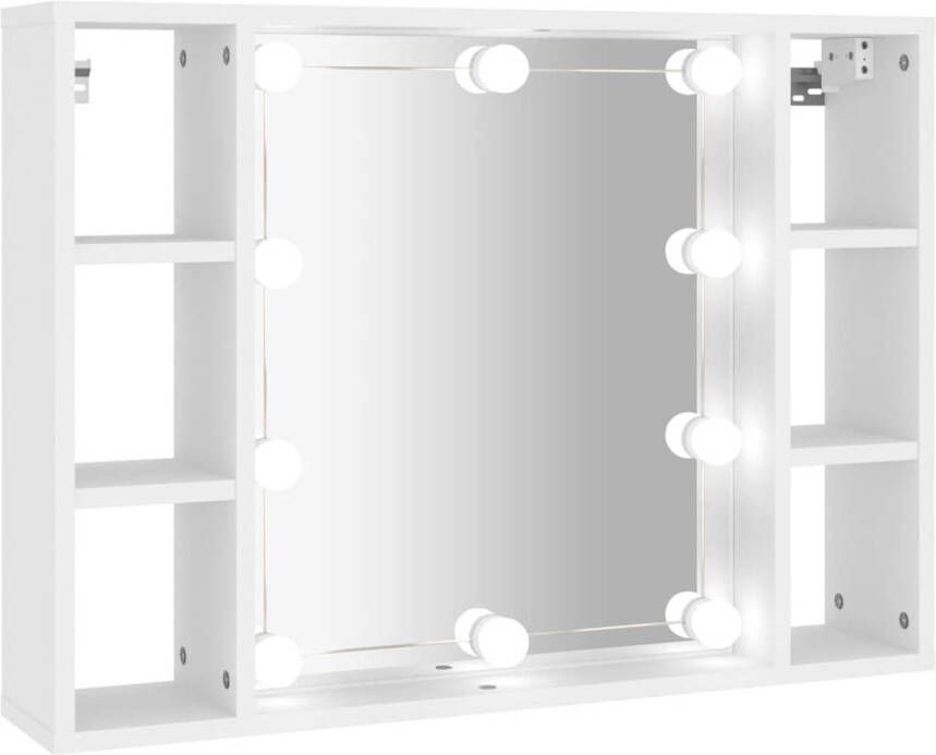 The Living Store Spiegelkast LED-verlichting Wandgemonteerd 76x15x55 cm Wit