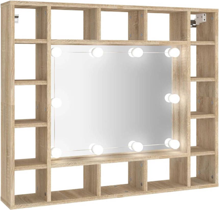 The Living Store Spiegelkast Sonoma Eiken Wandgemonteerd LED-verlichting 91x15x76.5cm