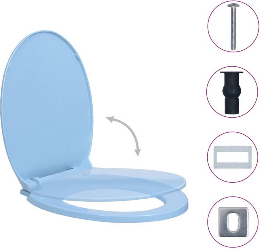 The Living Store Toiletbril Blauw Ovaal 46 x 34 cm Soft-close Quick-release Geschikt voor alle reguliere