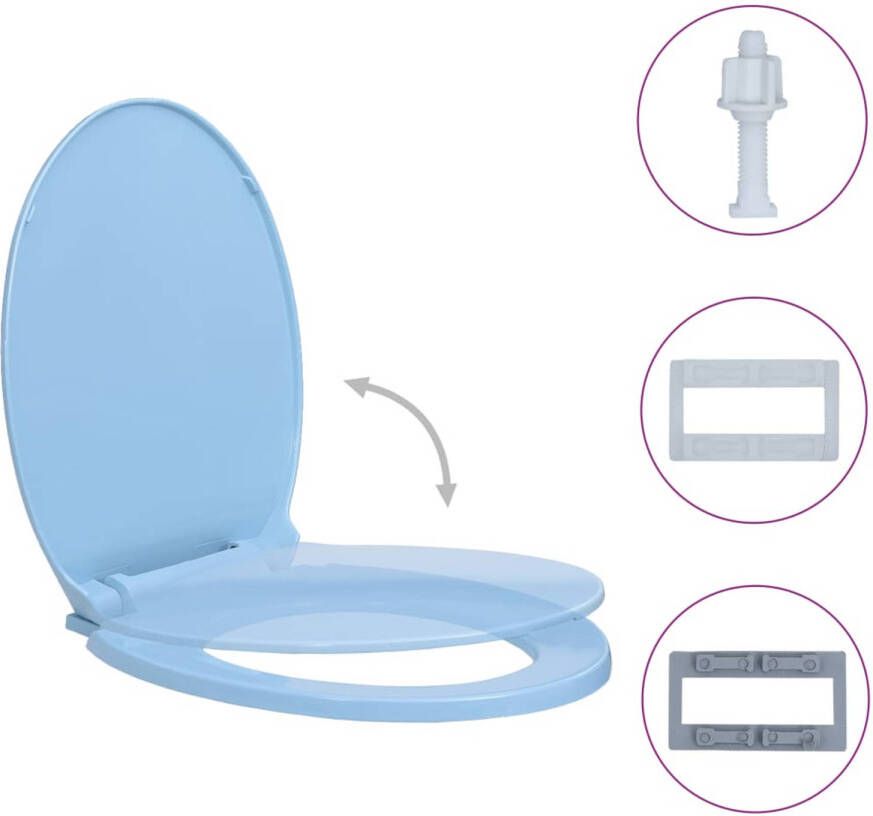 The Living Store Toiletbril Hoge kwaliteit Polypropyleen Soft-close 46 x 34 cm Blauw