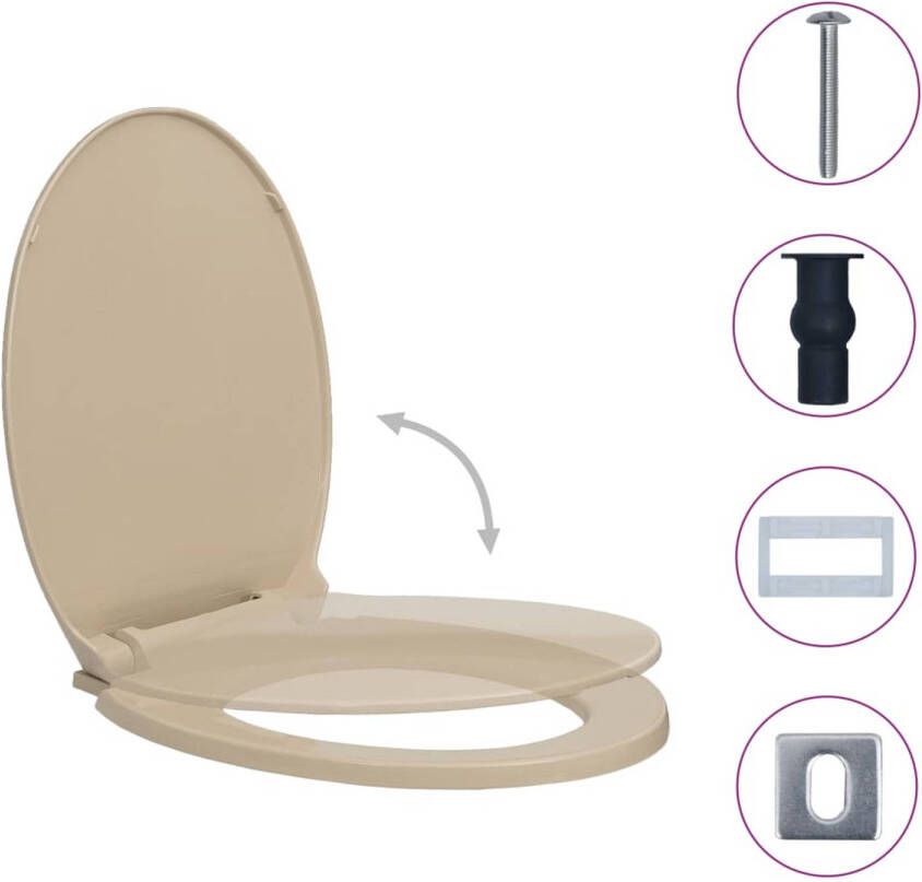 The Living Store Toiletbril Hoogwaardig 46 x 34 cm Beige Polypropyleen Soft-close Quick-release Geschikt