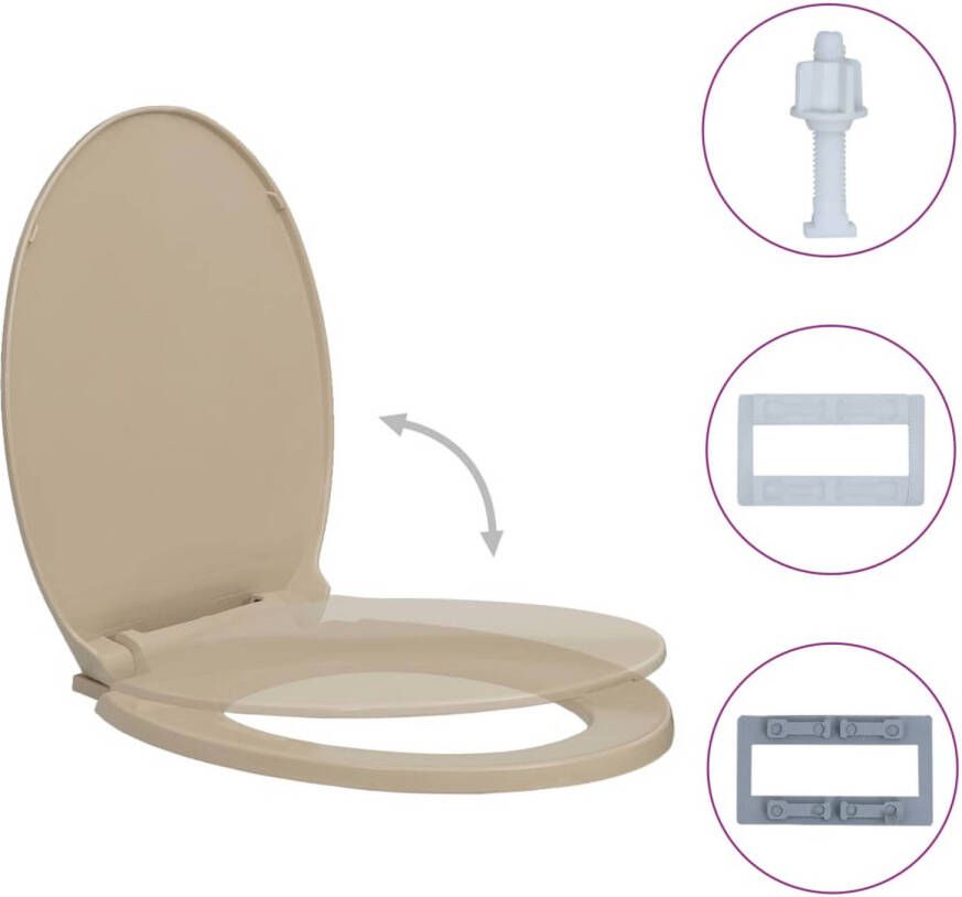 The Living Store Toiletbril Hoogwaardige Toiletbrillen Afmeting- 46 x 34 cm Ken- Soft-close Kleur- Beige