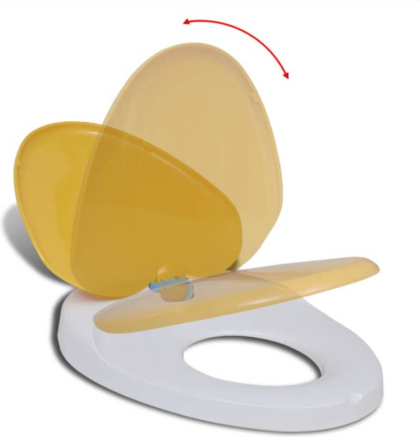 The Living Store Toiletbril Kinderbril Polypropyleen Soft-close Wit en geel 48.5 x 36.5 cm Verstelbare
