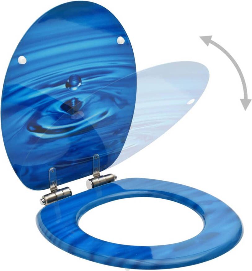The Living Store Toiletbril MDF Chroom-zinklegering 42.5 x 35.8 cm Soft-close Verstelbare scharnieren Blauw