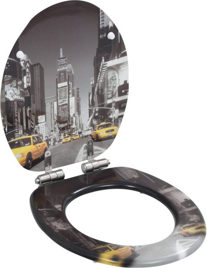 The Living Store Toiletbril New York MDF 42.5 x 35.8 cm Soft-close Chroom-zinklegering-scharnieren