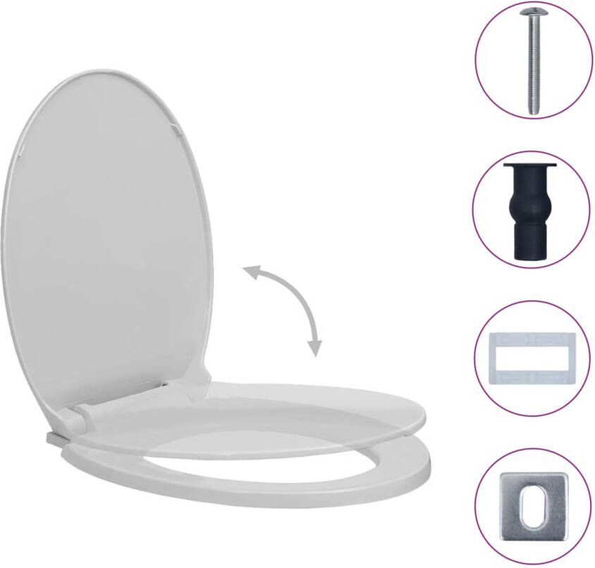 The Living Store Toiletbril Ovaal Polypropyleen Lichtgrijs 46 x 34 cm Soft-close Quick-release