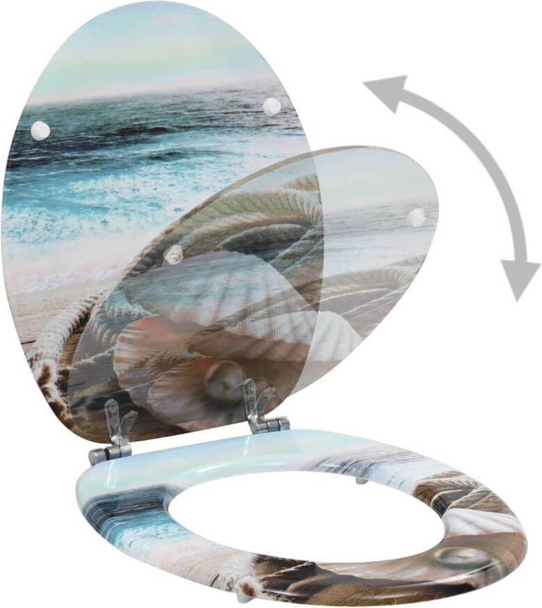 The Living Store Toiletbril Shell Design MDF Chroom-zinklegering 42.5 x 35.8 cm 43.7 x 37.8 cm 28 x 24 cm 5