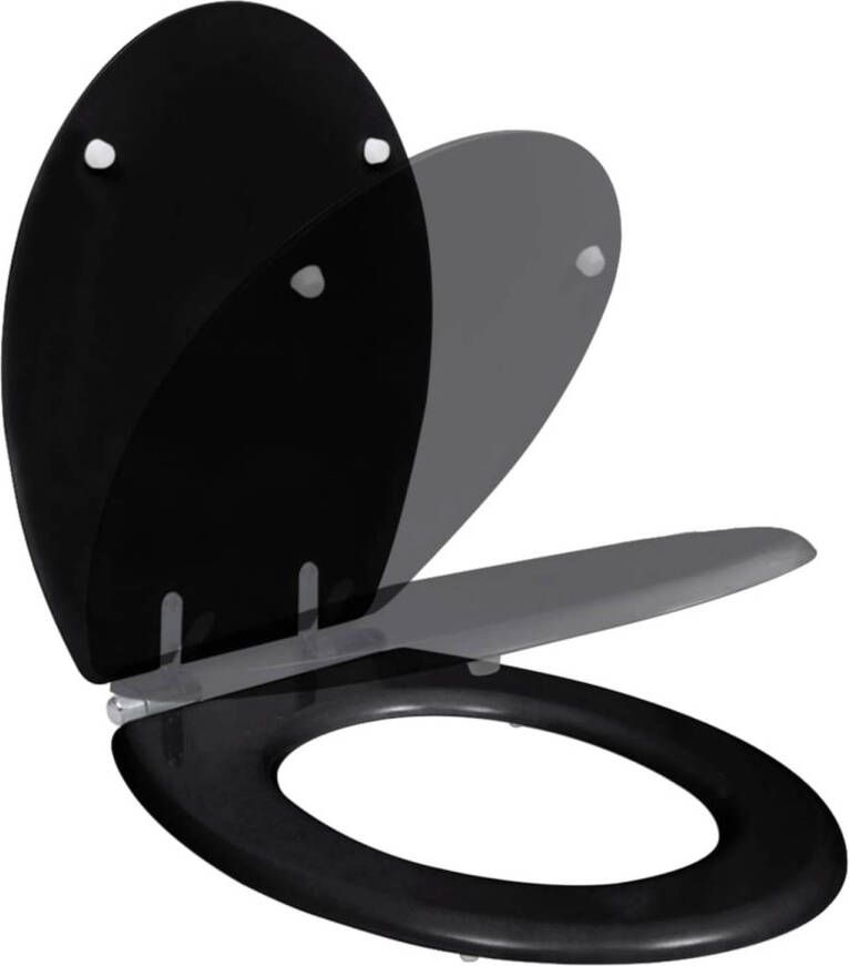 The Living Store Toiletbril Soft-Close Zwart Totale afmetingen- 45 x 36 x 5 cm Zitting- 42.5 x 36 cm MDF