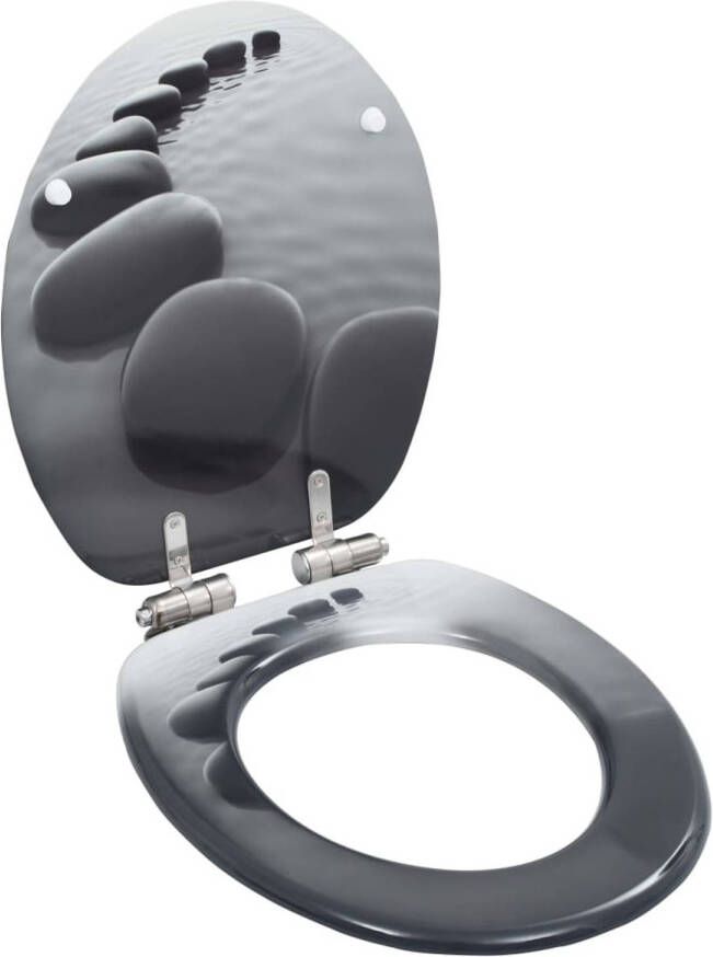 The Living Store Toiletbril Stenen ontwerp Soft-close functie MDF Chroom-zinklegering 42.5 x 35.8 cm 43.7 x