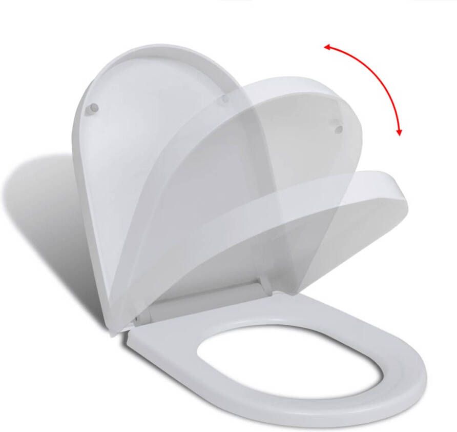 The Living Store Toiletbril vierkant wit soft-close quick-release 45x35cm polypropyleen