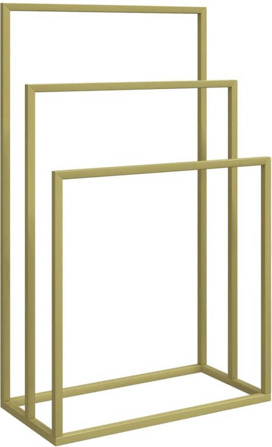 The Living Store Vrijstaand Handdoekenrek 48x24x79 cm Goud Multifunctioneel