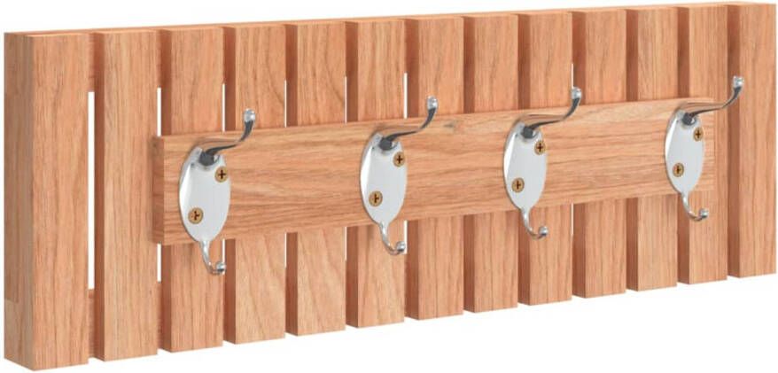 The Living Store Wandkapstok Massief Walnoten 42x8.5x14 cm Opslagmogelijkheden voor jassen tassen en meer