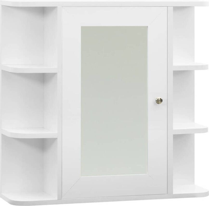 The Living Store Wandspiegelkast badkamer 66 x 17 x 63 cm wit zilver glas en MDF