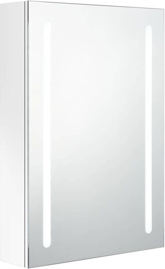 The Living Store Wandspiegelkast LED MDF met melamine-afwerking 50 x 13 x 70 cm glanzend wit