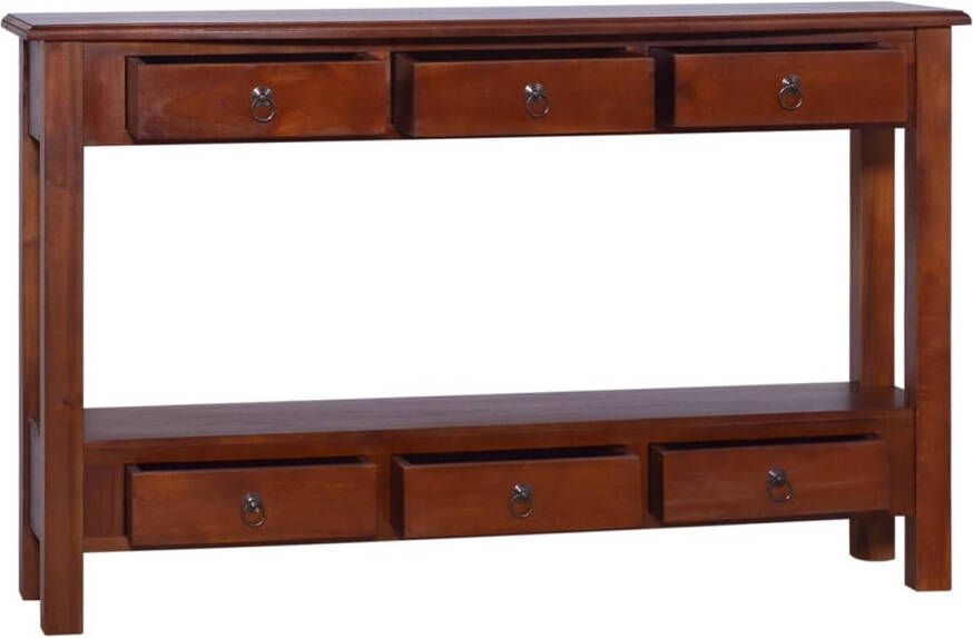 The Living Store Wandtafel Mahoniehout 6 lades 1 schap 120x30x75cm Klassieke bruine afwerking
