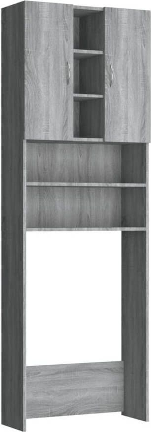 The Living Store Waskast Grijs Sonoma Eiken 64x25.5x190 cm Bewerkt hout