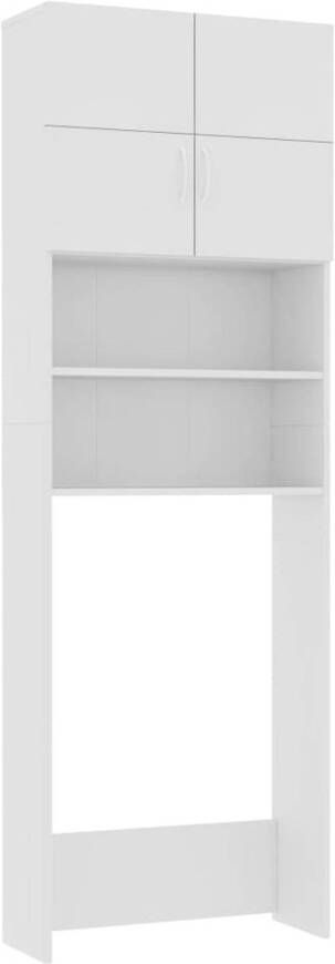 The Living Store Wasmachinekast badkameropbergruimte 64 x 25.5 x 190 cm wit