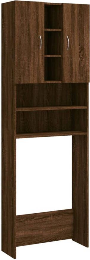 The Living Store Wasmachinekast Brown Oak 64 x 25.5 x 190 cm 2 deuren 9 vakken